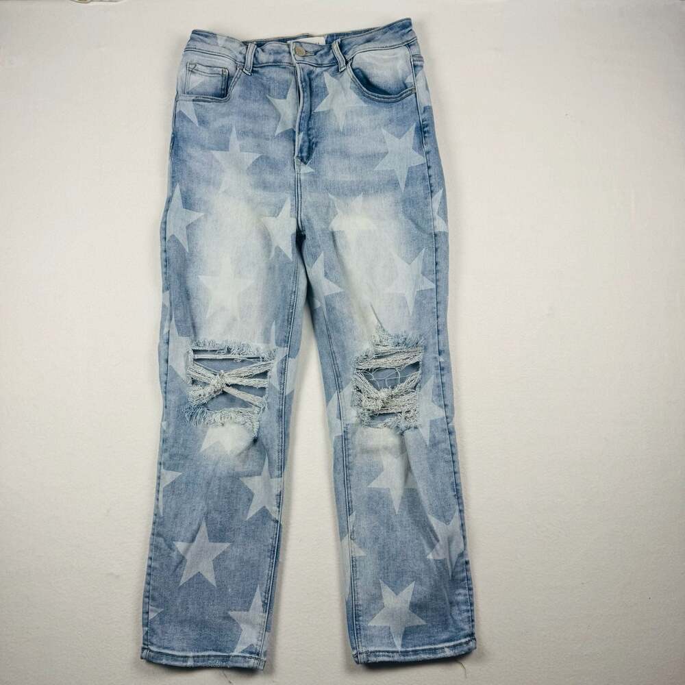 Risen Los Angeles Chasing Stars High Waist Straight Leg Jeans Size 13/31